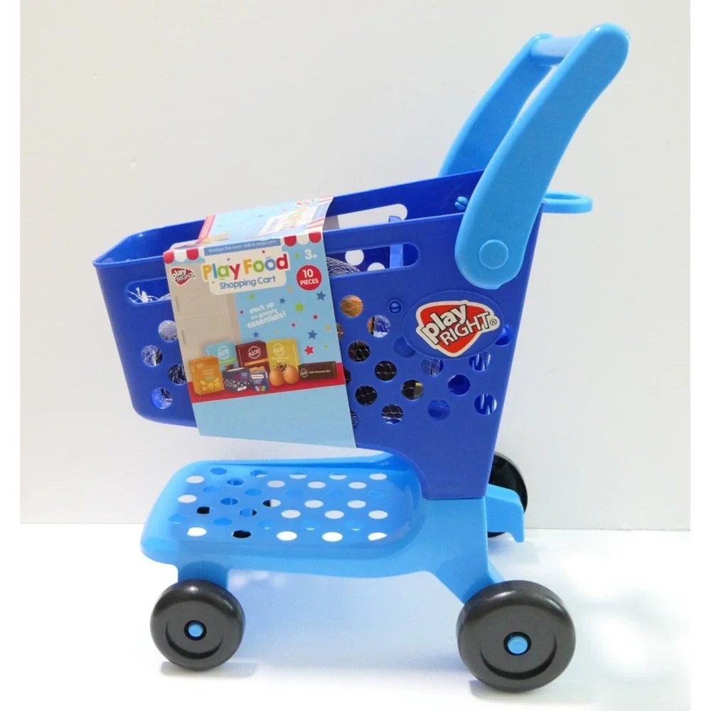 PlayRight Play Food Shopping Cart w/ Folding Handle + Mini Walgreens Products